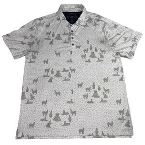 William Murray Polo Shirt Mens Size XL Dalai Llama All Over Print Golf Dadcore